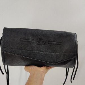 Kemi Moto Barrel Clutch Black Zip Hook And Loop Closure Tassel Detail